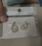 Korean Studded Cross Pearl Stud Earrings Jewellery