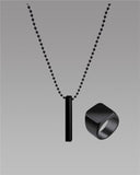 Saizen black vertical bar pendant with ring for boys and mens Jewellery