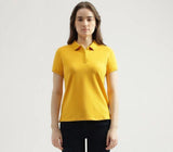 Womens Ketex Yellow Cotton Blend Polo Neck Tshirt