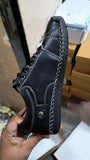 Men's Casual Leather Black Shoes Lightweight Footwear