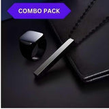 Saizen black vertical bar pendant with ring for boys and mens Jewellery