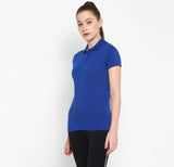 Womens Ketex Royal Blue Cotton Blend Polo Neck Tshirt