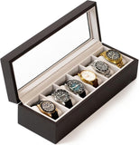 Wood Watch Box Organizer with Glass Display Quirky Home Essentials