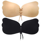 Womens Silicone Butterfly Stick-on Bra Black