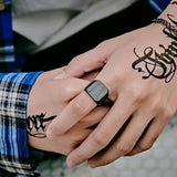 Saizen Silver Square Vintage Ring Jewellery